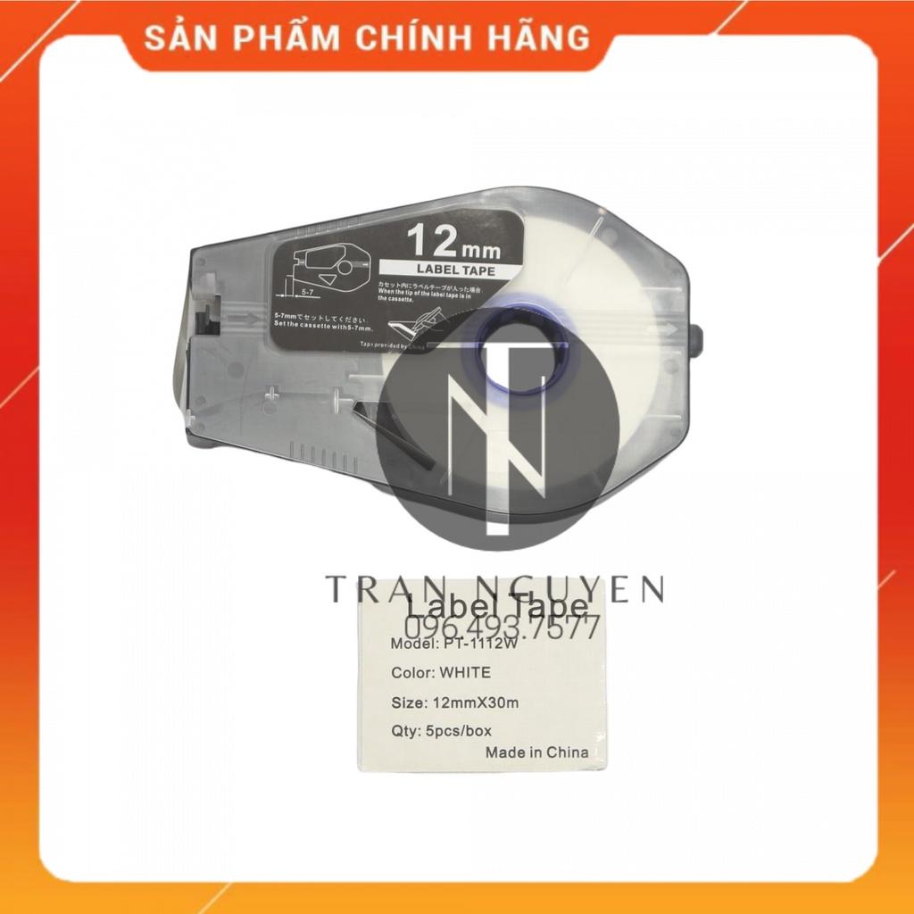 [Combo 5 cuộn] Nhãn in Canon PT-1112w - Đen nền trắng - 12mm x 30m - Hàng nhập khẩu