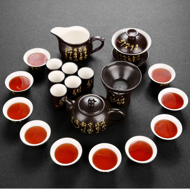 Combo bàn trà điện đa năng hình Phật + bếp đôi + ấm chén nâu