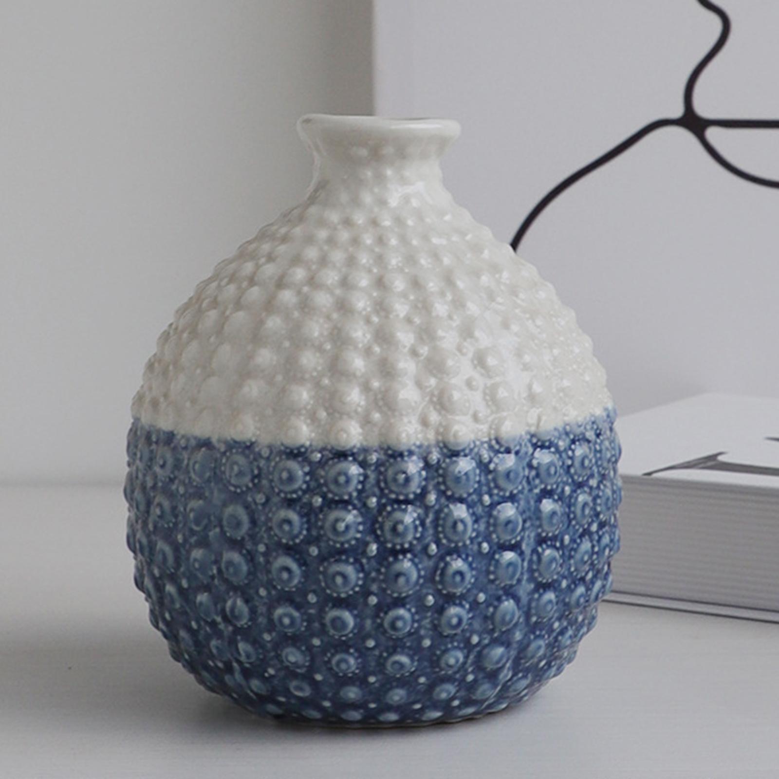 Nordic Ceramic Vase Dried Flower Vase Art Crafts Bedroom Garden Decoration Blue