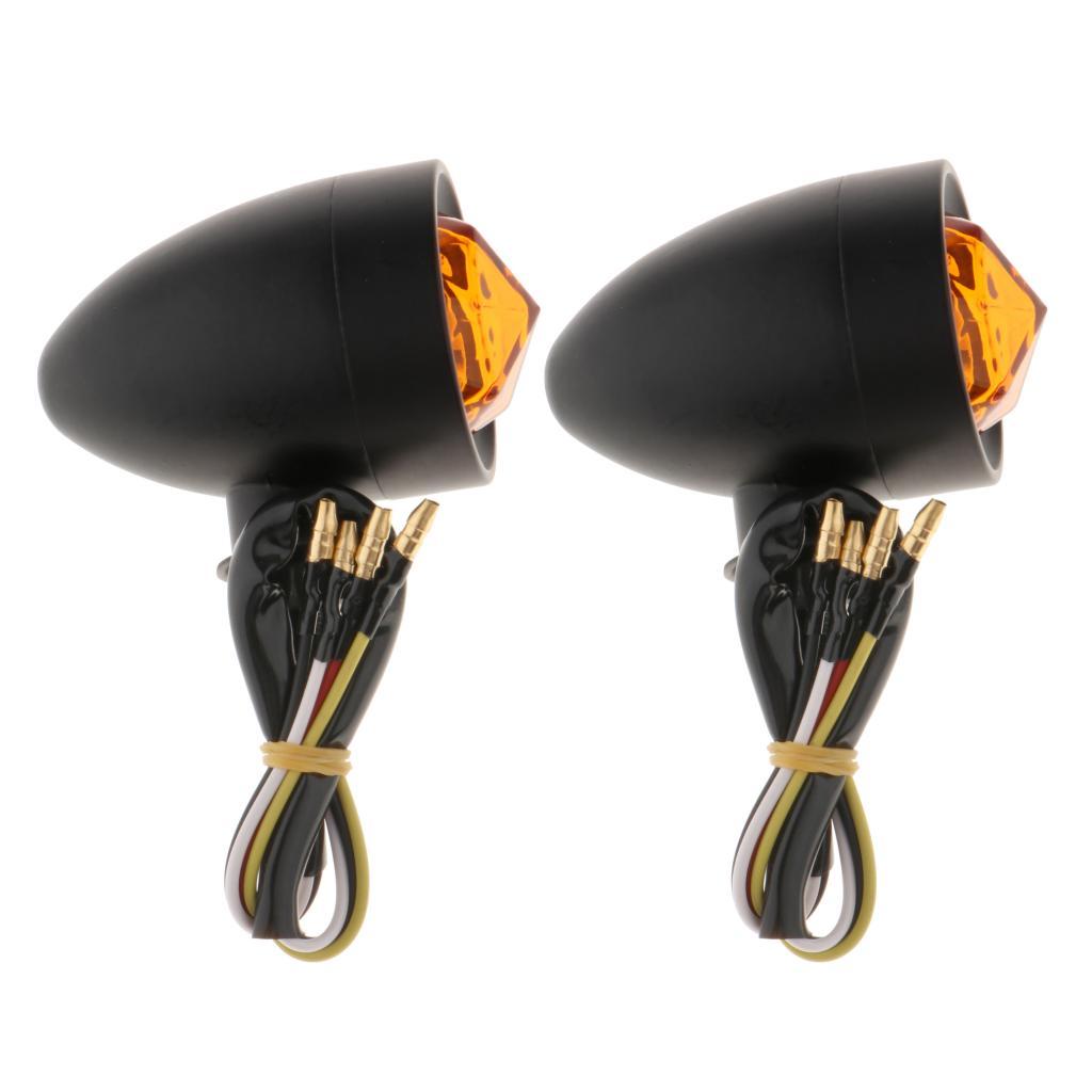 2x Motorcycle Scooter Amber Turn Signals Blinker Indicator Lights 12V Black