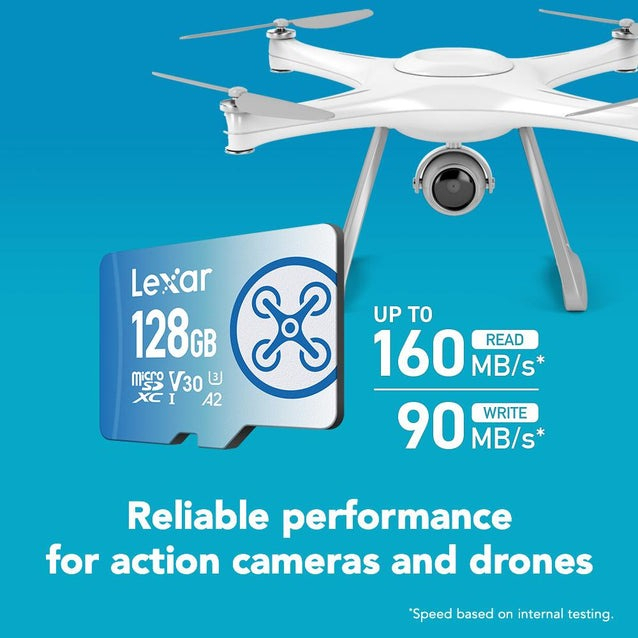 Thẻ nhớ micro SDXC 64GB/ 128GB/ 256GB Lexar FLY, chuyên dụng cho Flycam, lưu video 4K, tốc độ đọc 160MB/s, tốc độ ghi 90MB/s, BH 5 năm - Hàng chính hãng