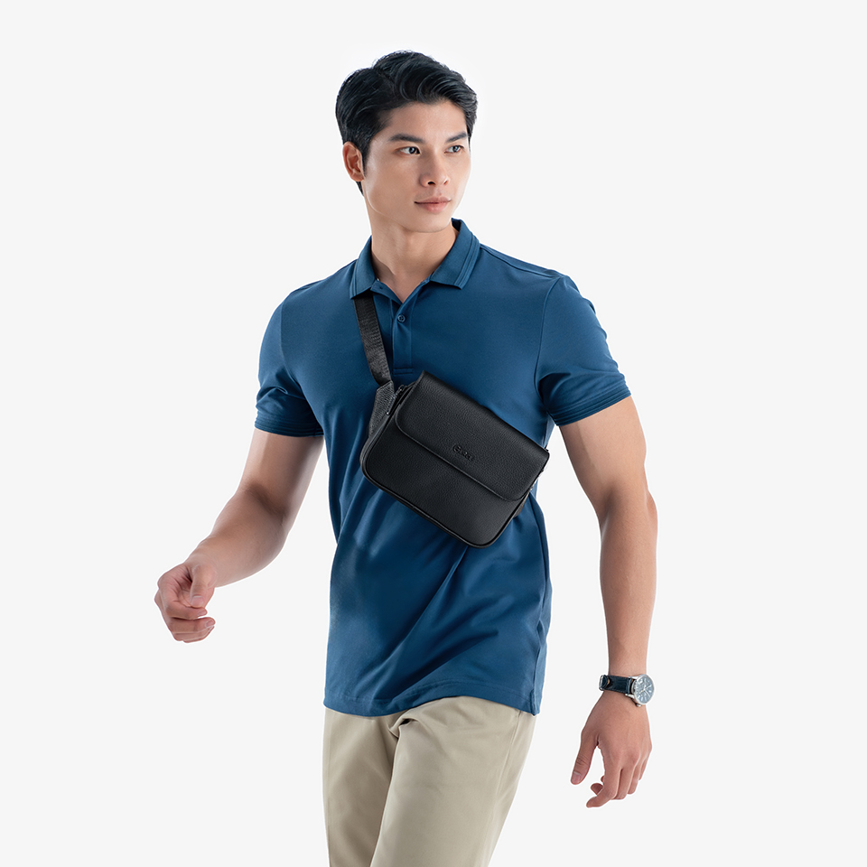 Túi Đeo Chéo Nam Túi Nam Hàng Hiệu GENCE TZ02 Chất Liệu Da Bò Cao Cấp Màu Đen