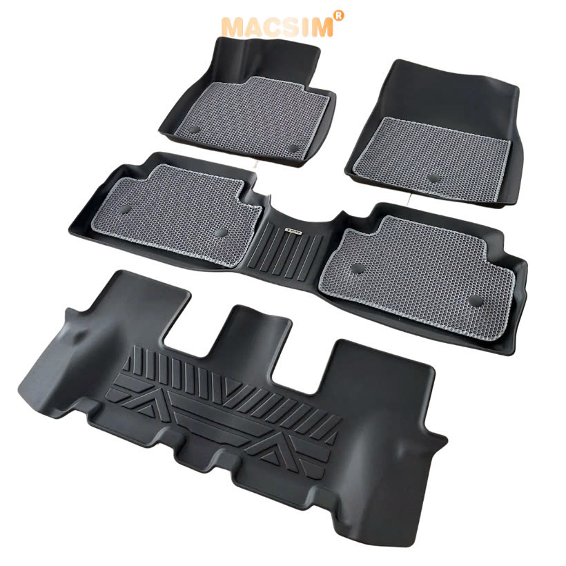 Thảm ô tô sd3 2 lớp dạng lưới lục giác Hyundai Santafe 2019-2023 (ghi) - bề mặt cao su siêu sạch - Macsim