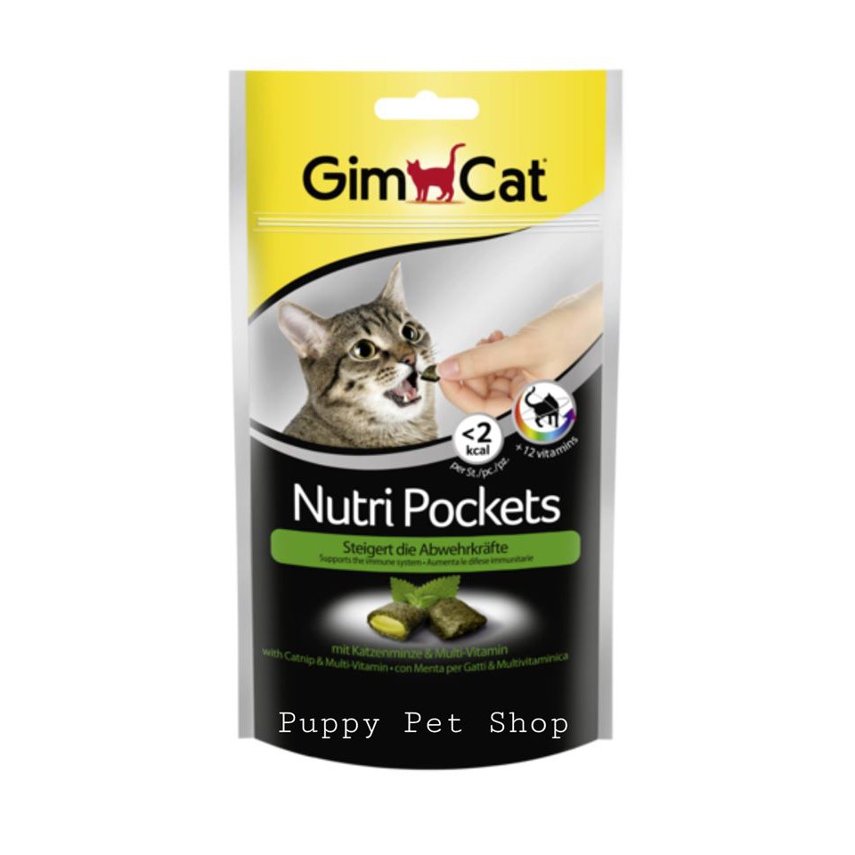 BÁNH SNACK GIMCAT NUTRI POCKETS MÈO CÓ NHÂN GÓI 60G- CATNIP