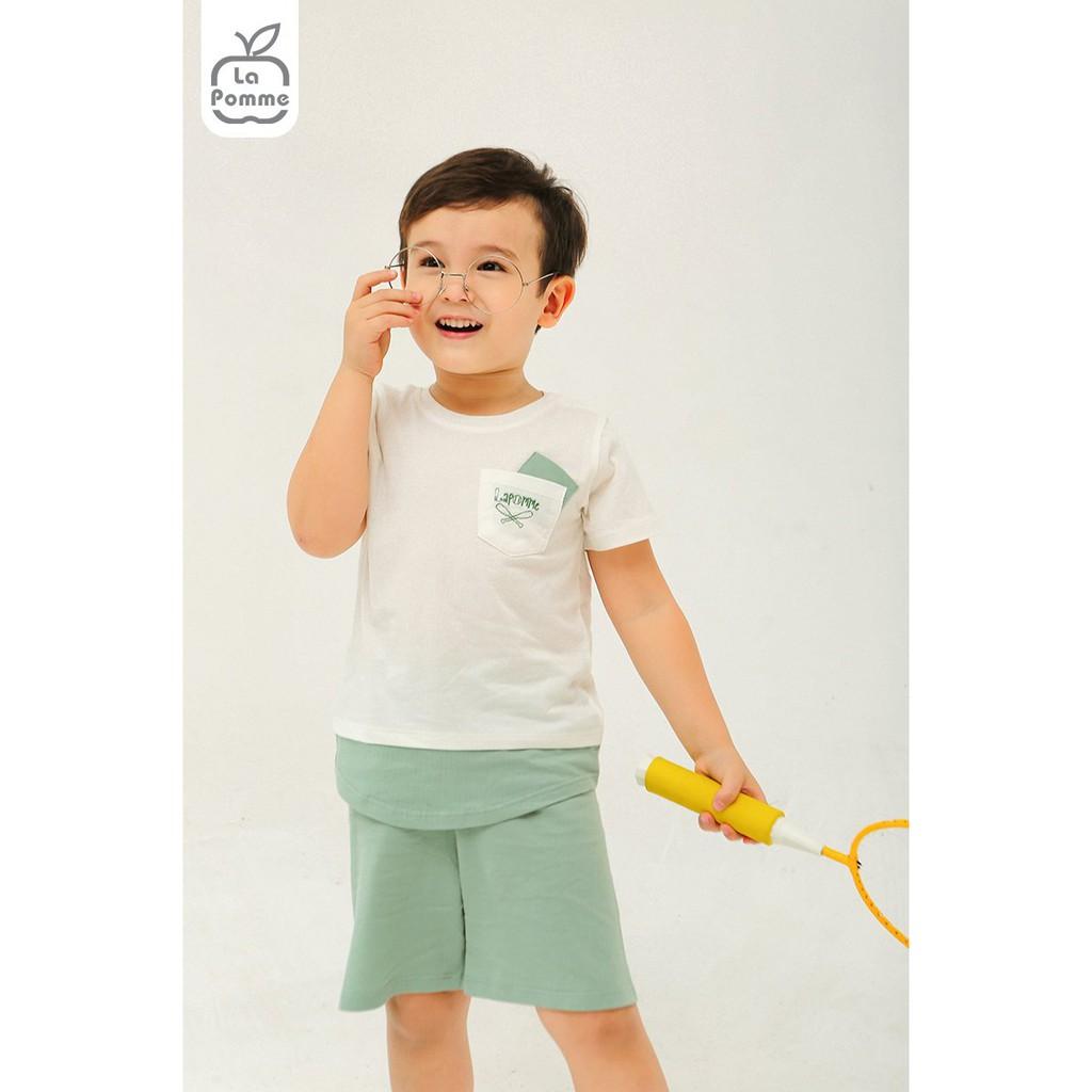 SS236 Bộ cộc tay La Pomme thêu túi Bóng chày cho bé 6 tháng - 5 tuổi