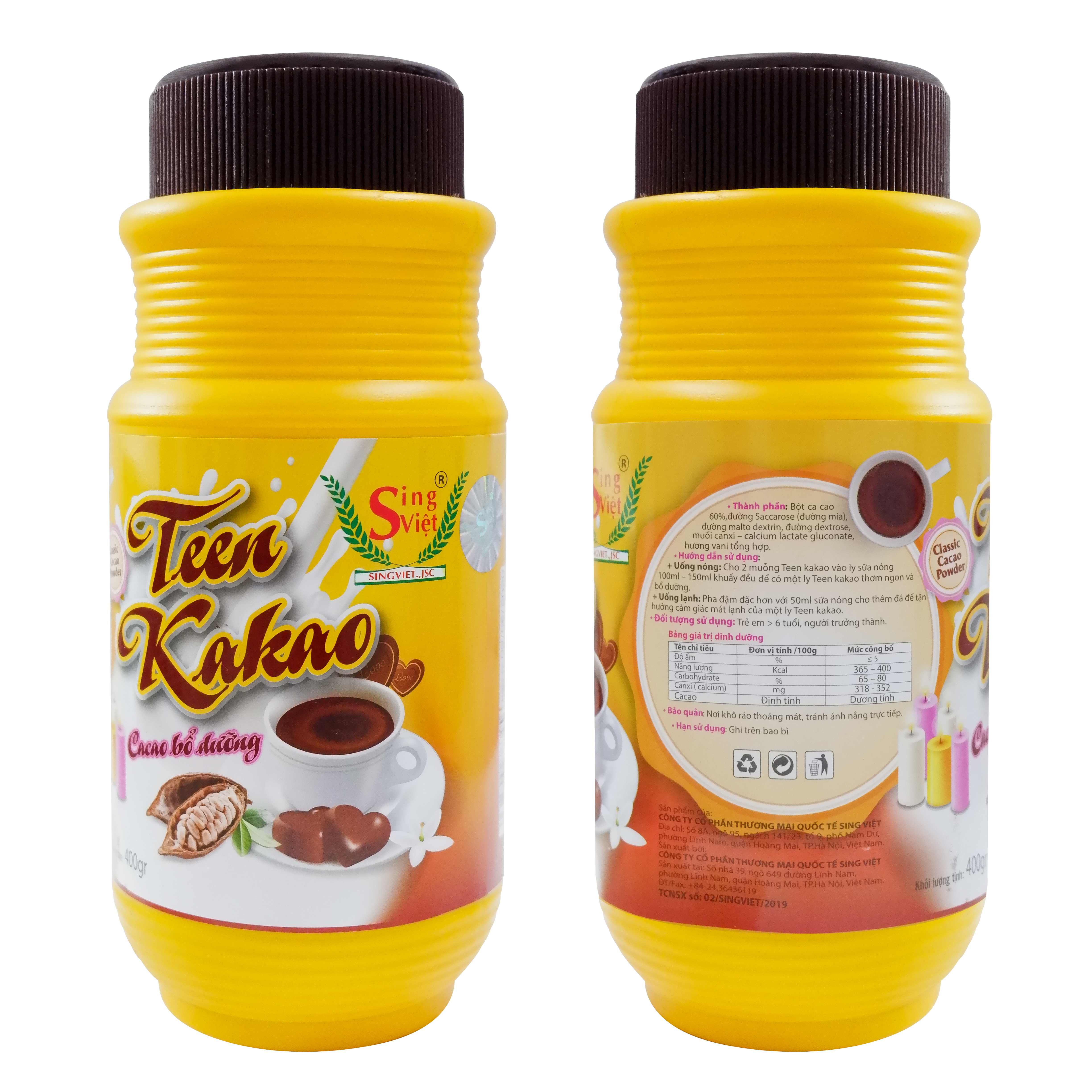 Hộp Cacao Teen Kakao 400gram Sing Việt