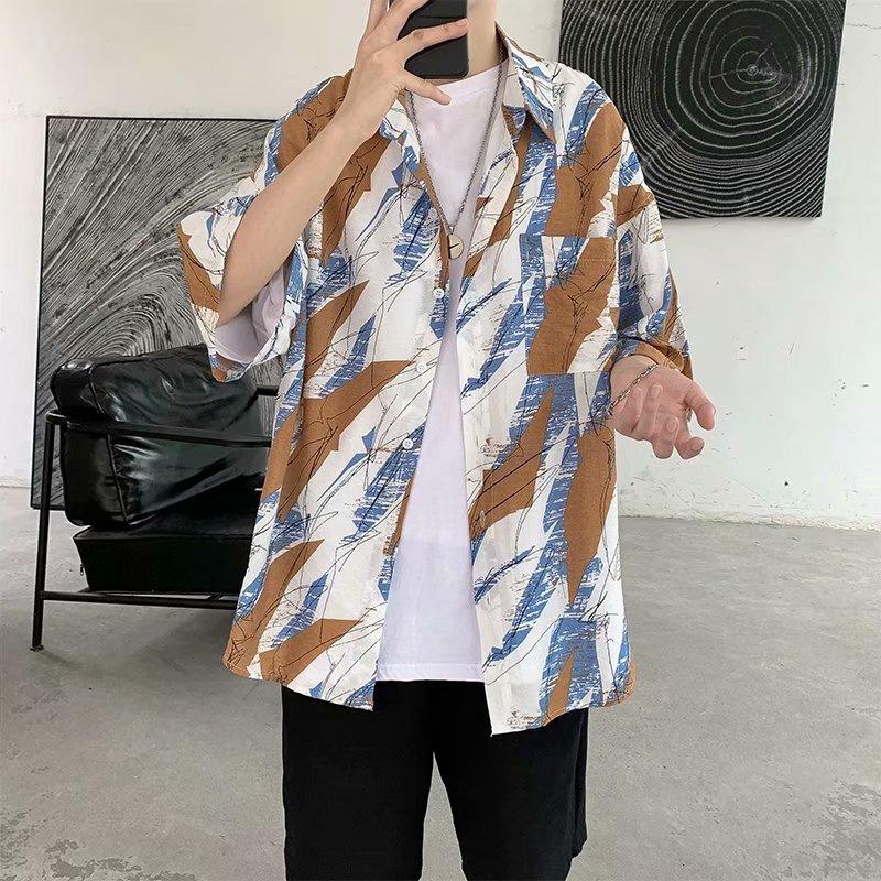 Áo Sơ Mi Ngắn Tay Form Rộng In Họa Tiết Thời Trang Dành Cho Nam