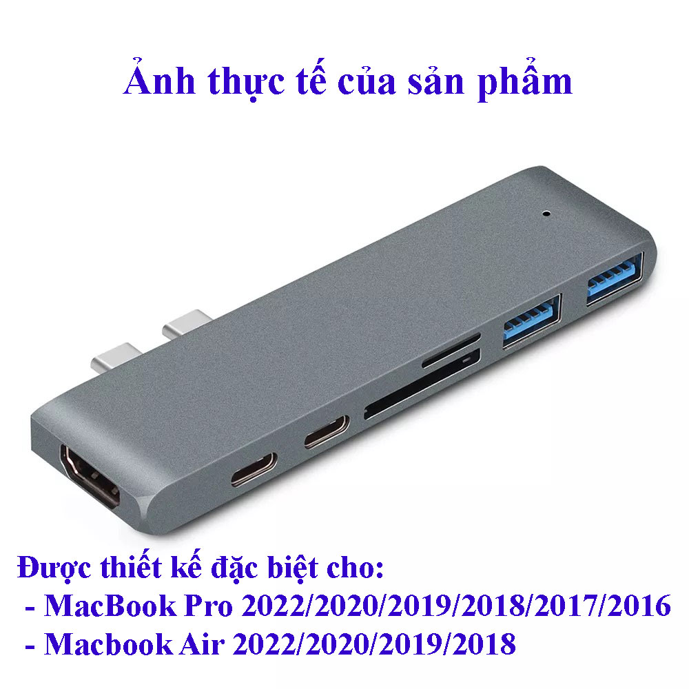 Hub Chuyển Đổi USB Typec Thunderbolt 3 to HDMI 7 Trong 1 SeaSy, Cổng HDMI 4K, Cổng Thunderbolt 3 Tốc Độ 40Gbps, Cổng TypeC Tốc Độ 5Gbps, 2 Cổng USB 3.0, Khe Đọc Thẻ Nhớ SD / TF, Dùng Cho Macbook Pro/Macbook Air – Hàng chính hãng