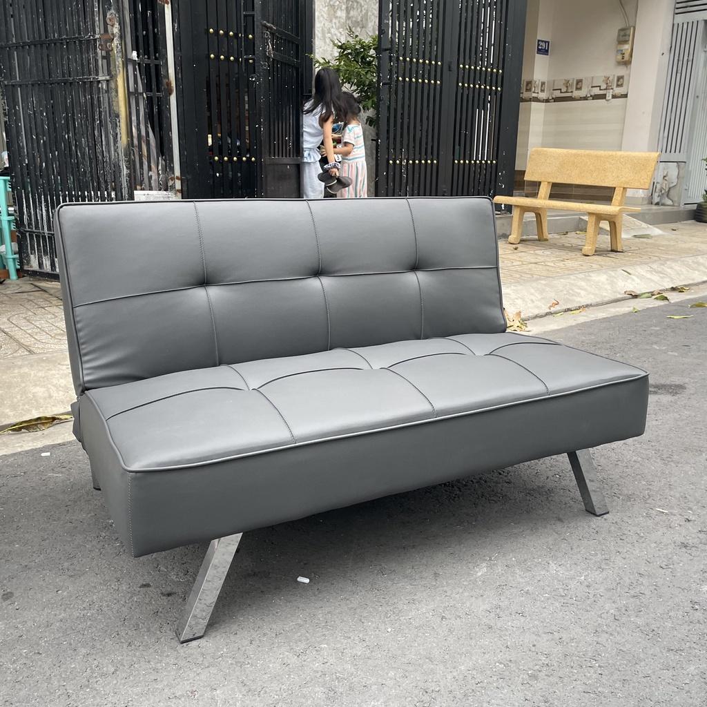 Sofa Mini Đa Năng Cho Nhà Nhỏ Màu Xám Bọc Da Dài 1m2