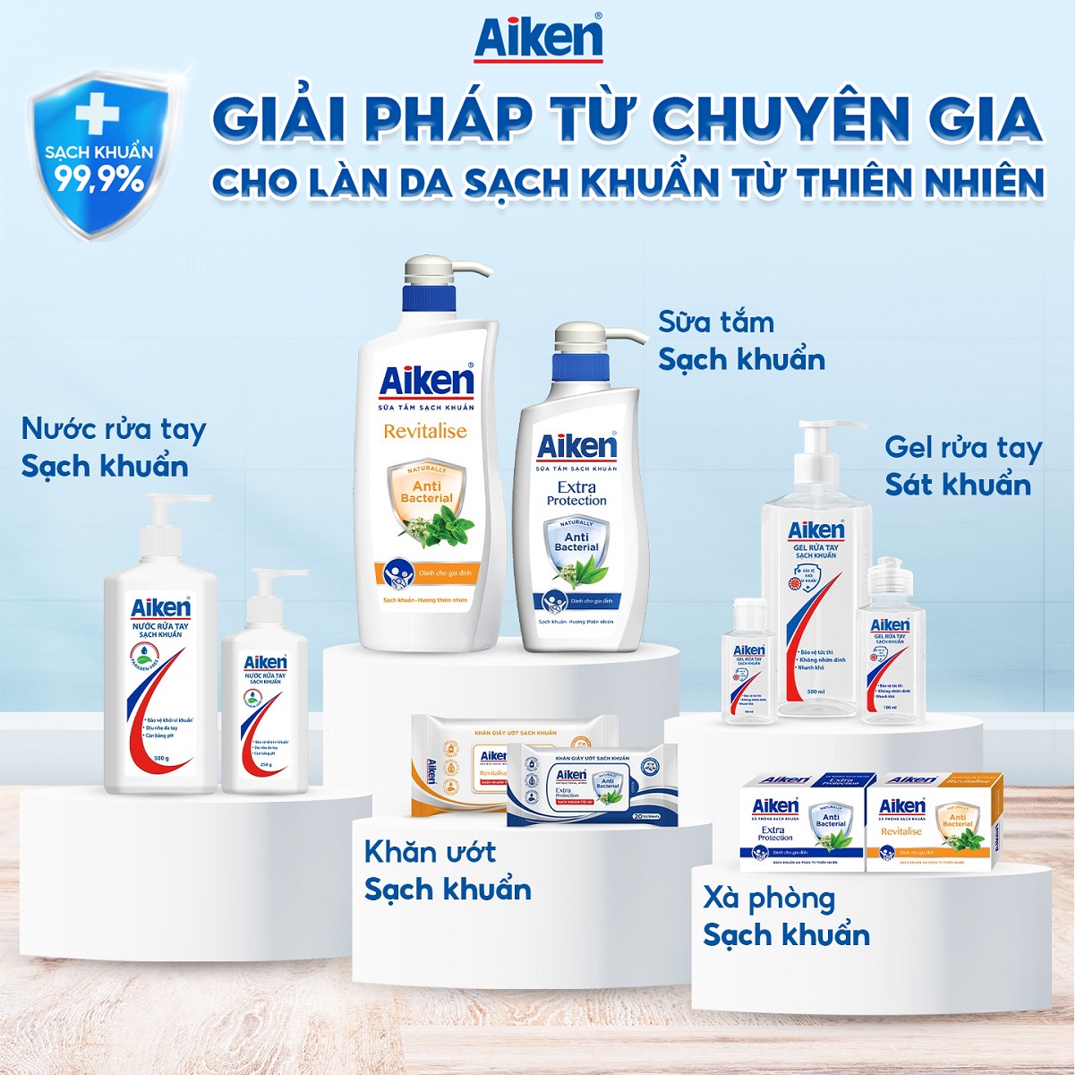 Aiken Combo 2 Xà Phòng Sạch Khuẩn Chiết Xuất Trà Xanh Thiên Nhiên 90G/hộp