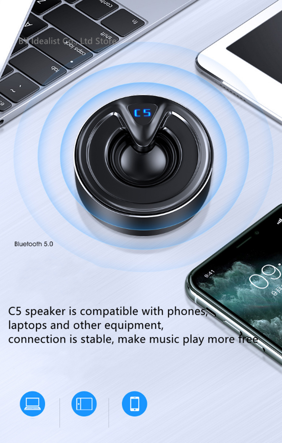 Nhỏ TWS Loa Bluetooth Không Dây Mini Kim Loại Bass Nặng Ngoài Trời Loa Siêu Trầm Di Động Cột Nhạc Hộp Âm Thanh Loa Cho Điện Thoại Color: Silver Woofer Size/Full-Range Size: Other Tweeter Size: Other