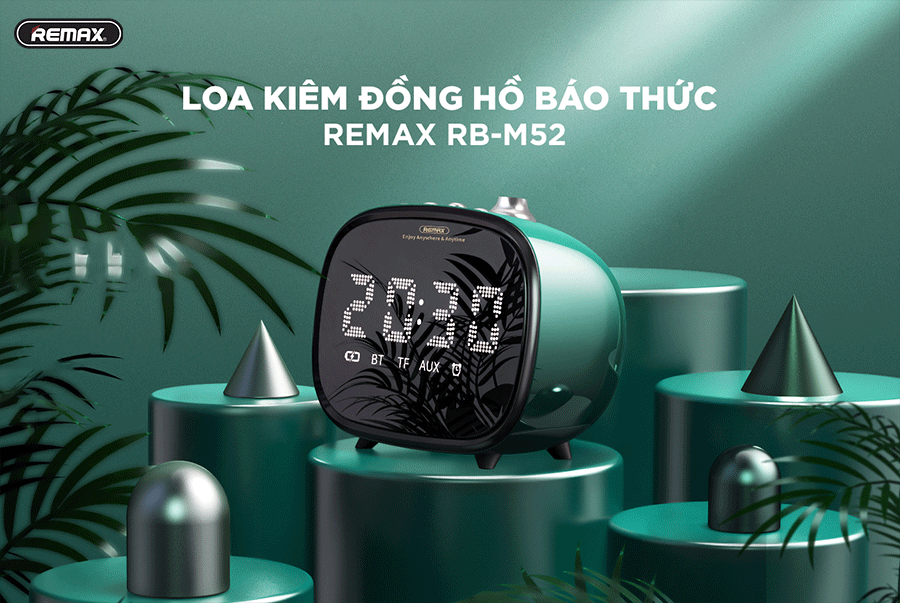 Loa Bluetooth Kiêm Đồng Hồ Báo Thức REMAX RB-M52- Hàng Chính Hãng