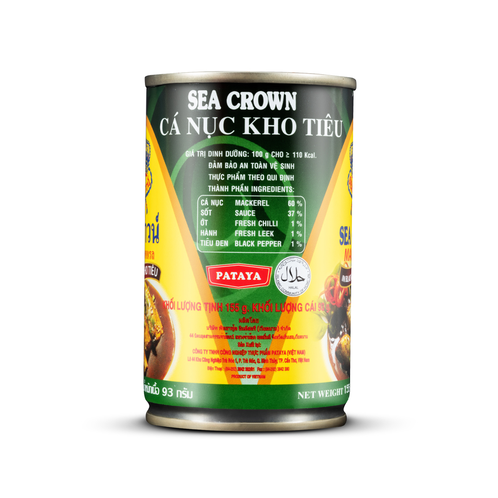 Cá hộp Sea Crown cá Nục kho tiêu-Lốc 5 lon