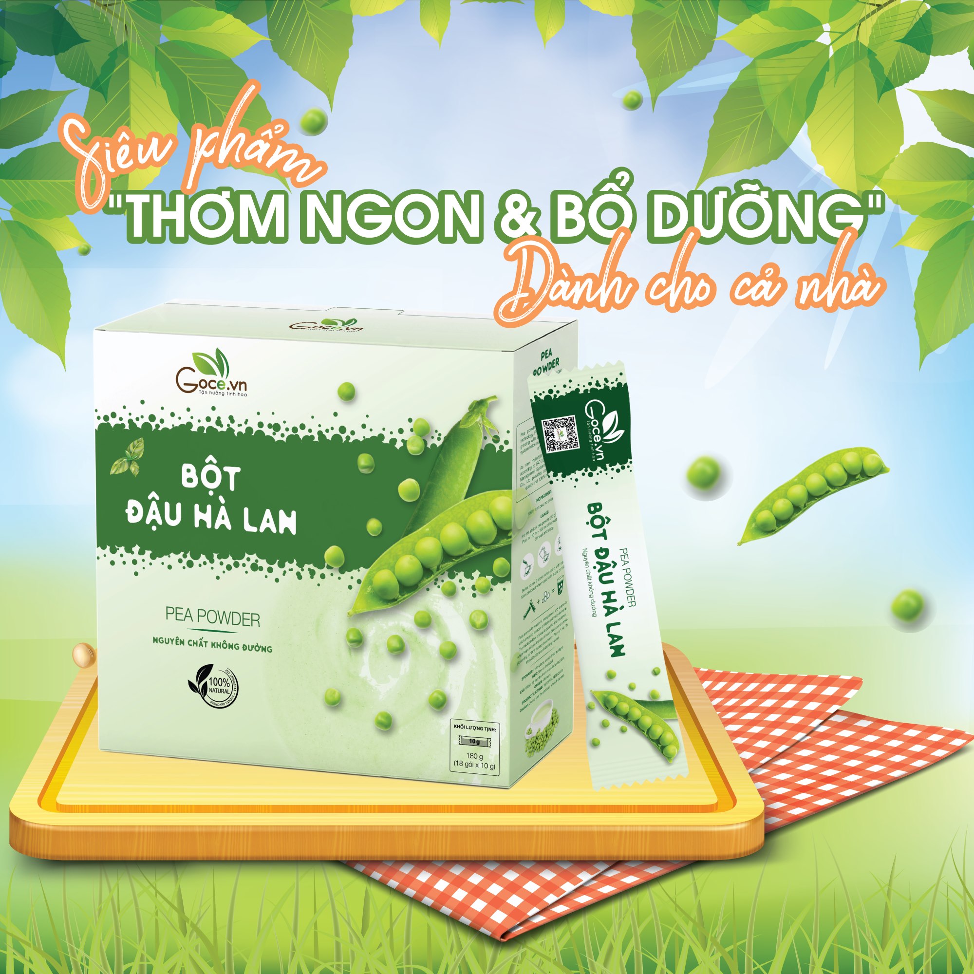 Bột đậu hà lan nguyên chất Goce - 180g (18 gói x 10g)