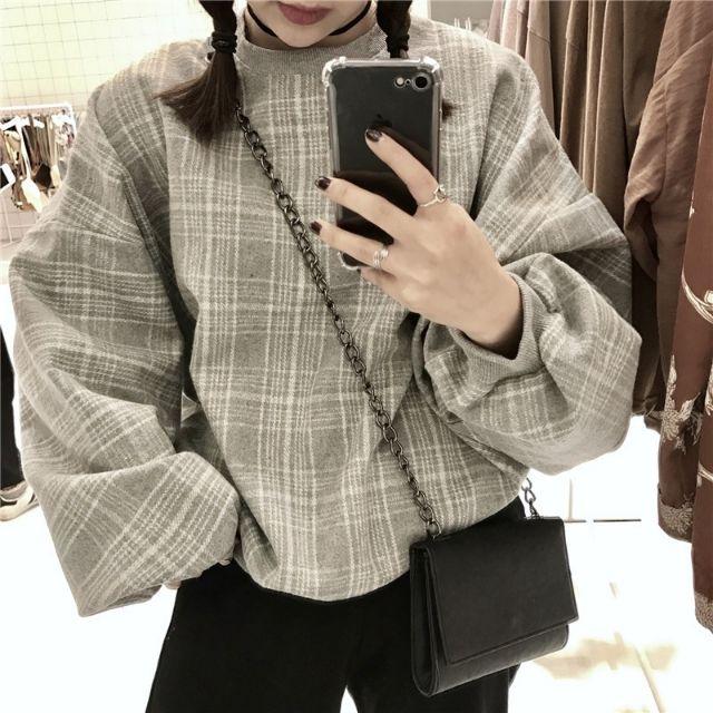 Áo ulzzang form rộng màu lưới tay phồng