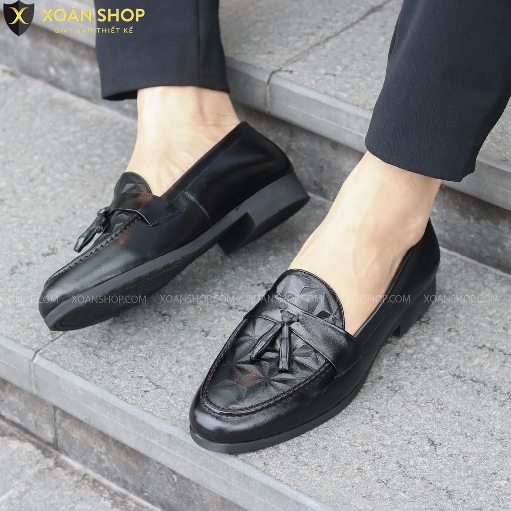 GIÀY LƯỜI NAM CÔNG SỞ SIÊU MỀM-ĐẾ CAO SU ĐÚC BỀN BỈ CAO 3CM-MÃ G012-CÓ CHUÔNG-MÀU ĐEN