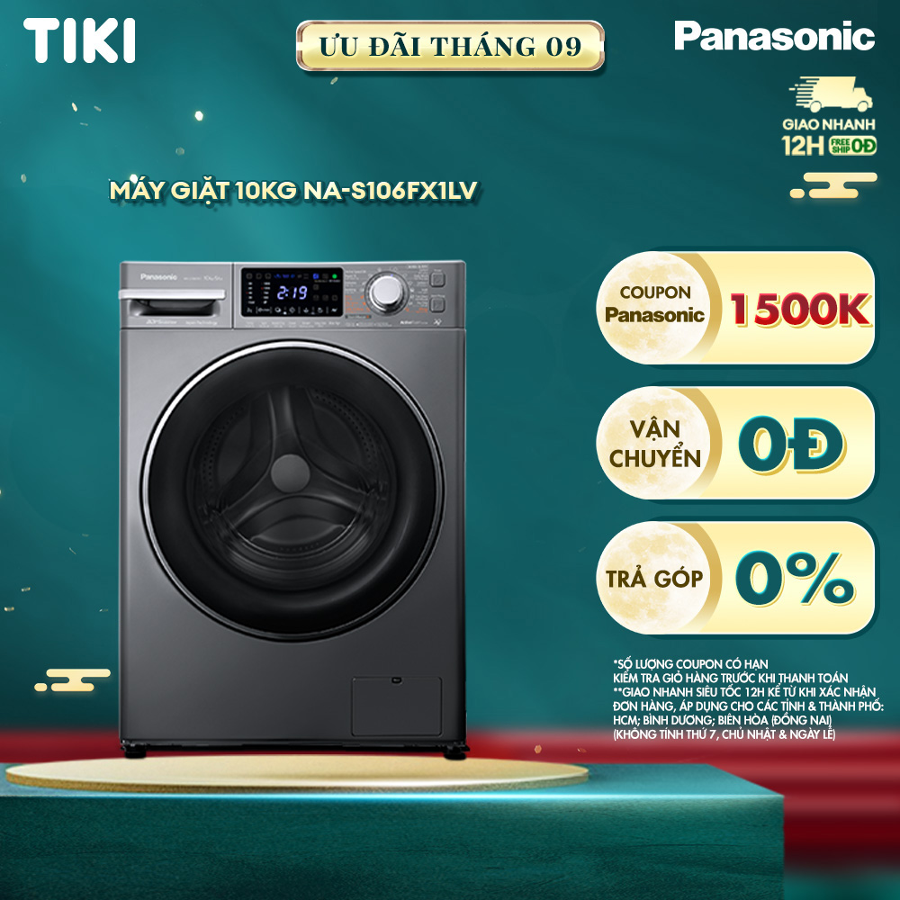 Máy Giặt Cửa Trước Panasonic 10 Kg NA-S106FX1LV - Diệt Vi Khuẩn 99.9% - Hàng chính hãng