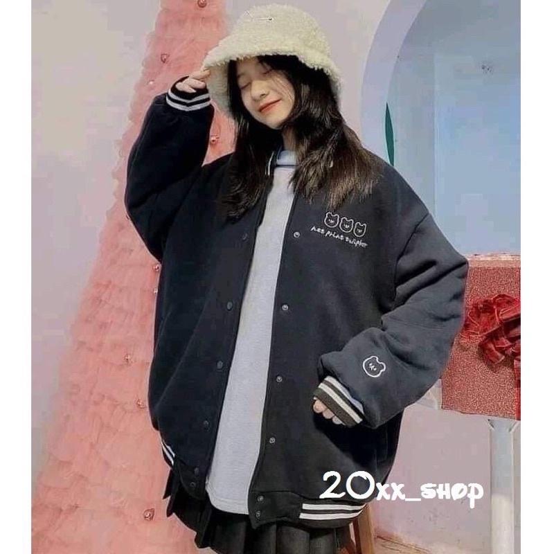 Áo Khoác Bomber Jacket Con Mèo Unisex Nam Nữ Phong Cách Hàn Quốc Hot