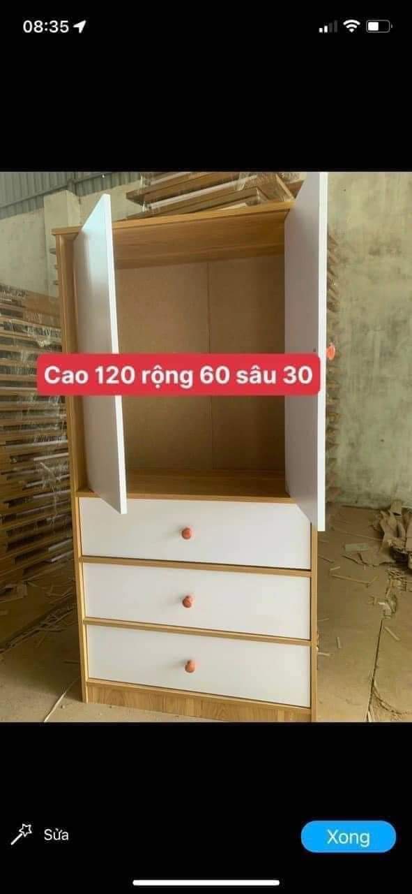 Tủ Đựng Quần Áo, Kệ Treo Đồ 4 Ngăn Kéo 2 Cánh Mở Gỗ MDF