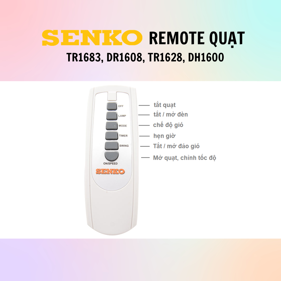 Remote Điều Khiển Quạt Senko Mã TR1683, DR1608, TR1628, DH1600 - Hàng Chính Hãng - Remote Điều Khiển Tiện Lợi