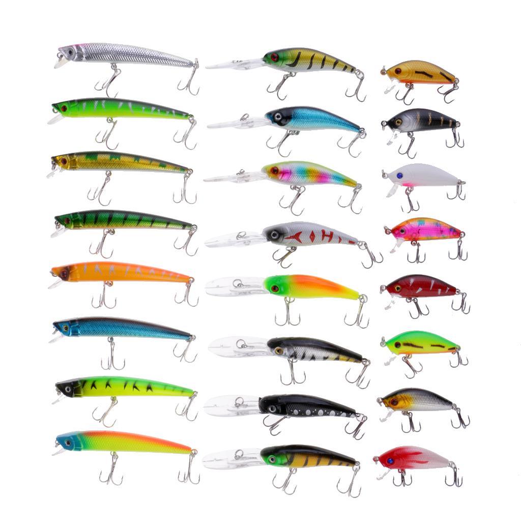 24pcs Minnow Fishing Lures Crankbaits Set Fishing Hard Baits Swimbaits Boat Topwater Lures for Trout Bass Perch Fishing