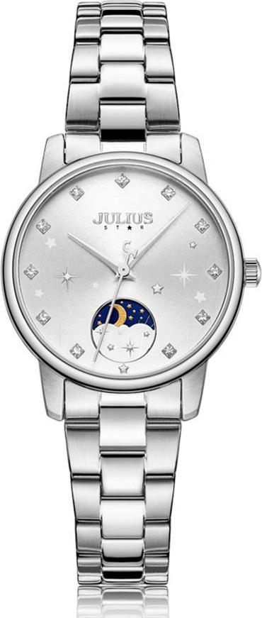 Đồng Hồ Nữ Julius Star Hàn Quốc JS-029A Sun and Moon Dây Thép Màu Bạc