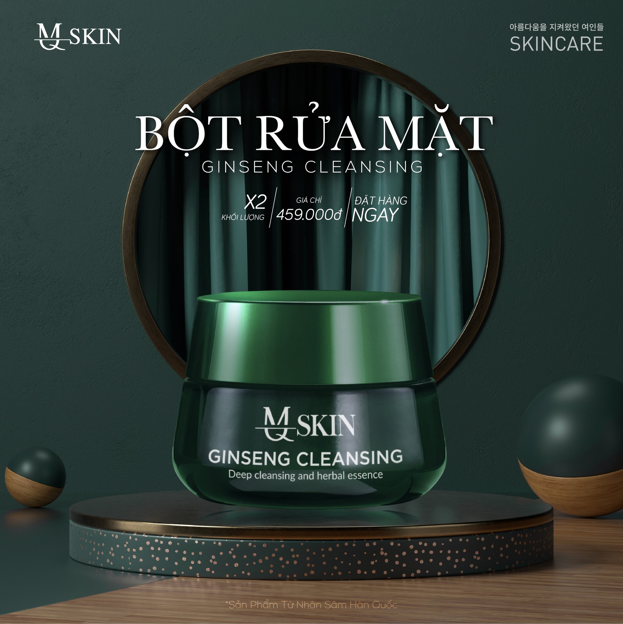 Bột rửa mặt nhân sâm MQ SKIN