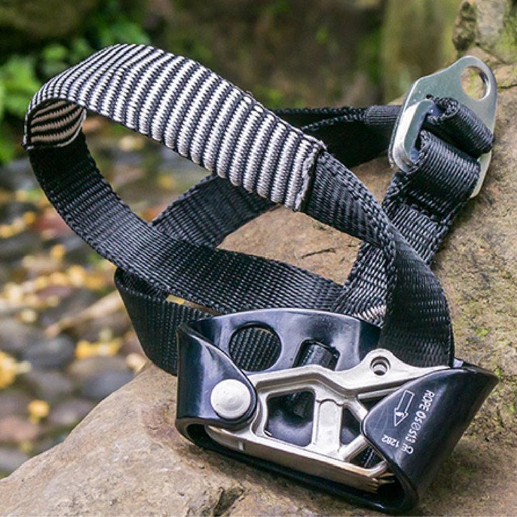 2pcs Rock Climbing Rope Grab Protecta Equipment 9mm-12mm Rope + Left Foot Ascender for Men Women Downhill Abseiling Rappelling