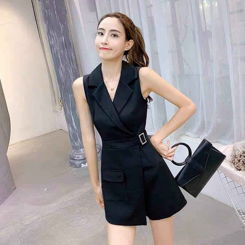 JUMPSUIT CỔ VEST PHỐI TÚI 1 BÊN