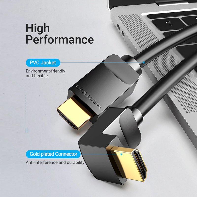 Cáp HDMI 2.0 Vention gập 90° AARBG - Hàng chính hãng