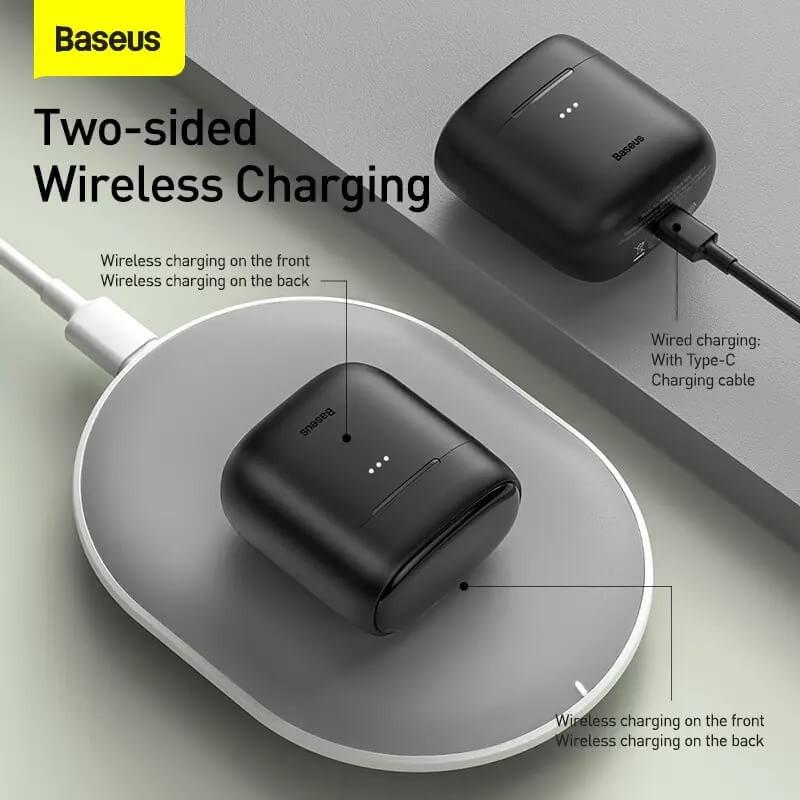 Tai nghe Bluetooth TWS Baseus Encok W06 Wireless charger, APT-X Support, iP55, CVC Noise Canceling - Hàng Chính Hãng