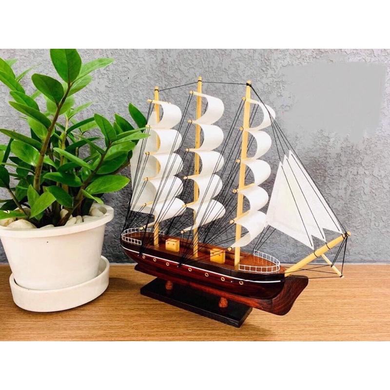 Mô hình thuyền phong thủy - Thuyền gỗ Le Blem dài 20-35cm - Buồm vải trắng -