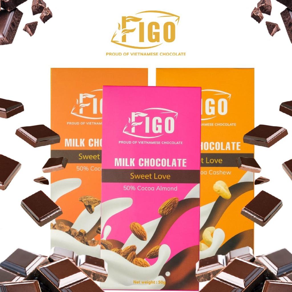 3 HỘP Socola Sữa MIX đủ vị FIGO siêu ngon, ĂN LÀ NGHIỀN| Milk Chocolate 50% Cacao 50gr