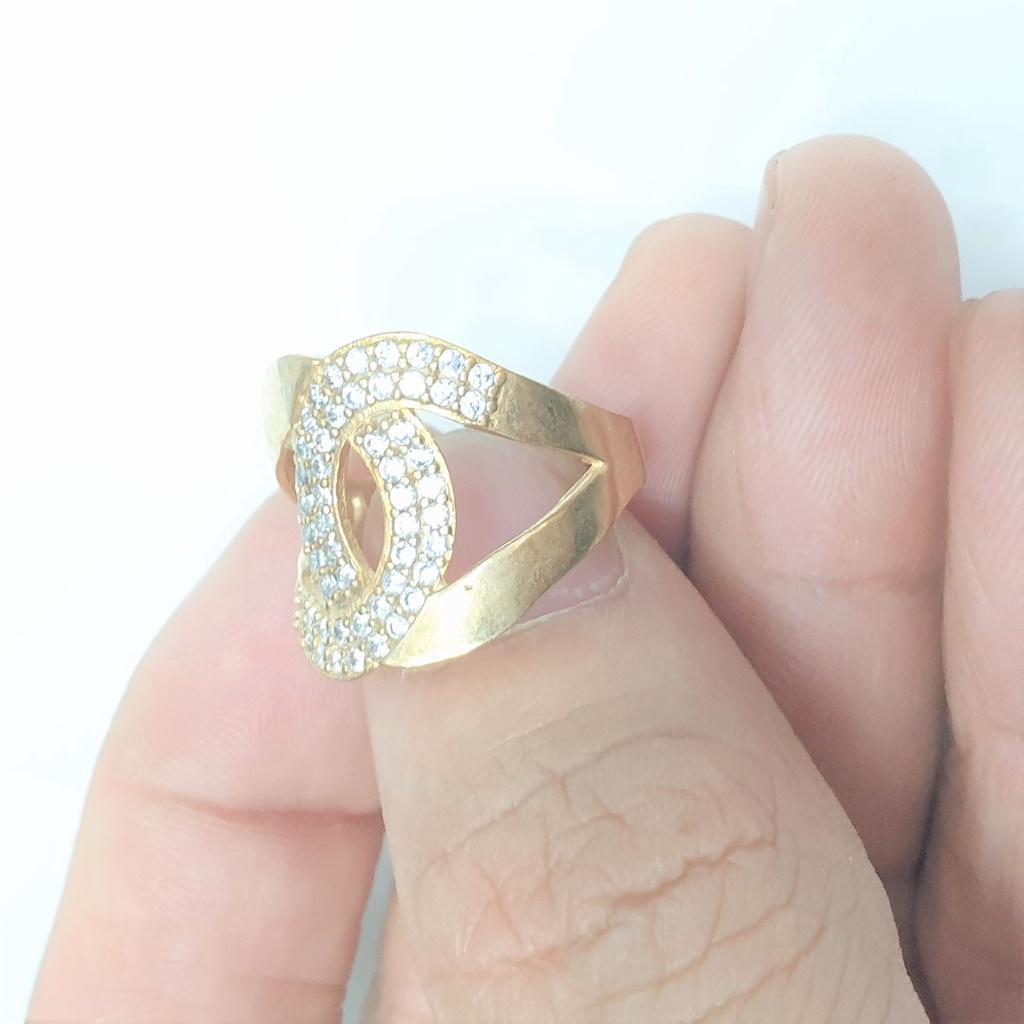 Nhẫn Nữ Chữ C Đính Đá Vonfram Cao Cấp-Tắm rửa không phai màu,BH 5 năm dùng