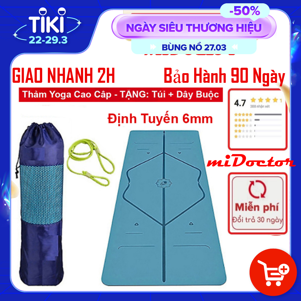 Thảm Yoga Định Tuyến miDoctor + Bao Đựng Thảm Yoga Định Tuyến + Dây Buộc Thảm Yoga