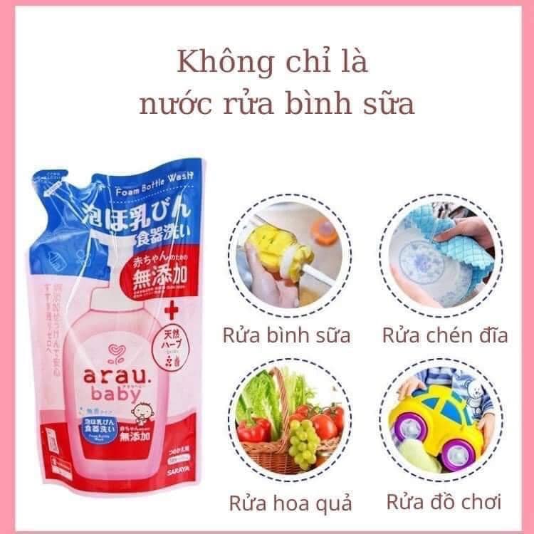 Nước rửa bình sữa Arau Baby 450ml cho bé, dung dịch rửa bình sữa Nhật Bản