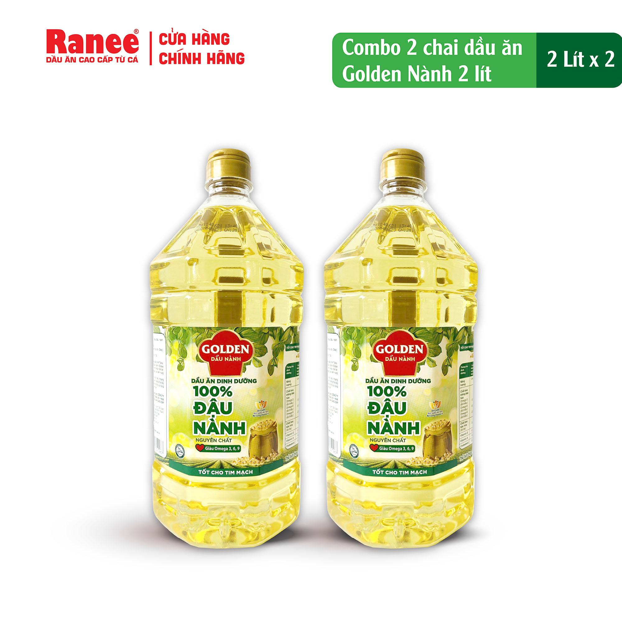 Combo 2 chai Dầu Đậu Nành cao cấp Golden 2 lít (2 lít/chai x 2 chai)