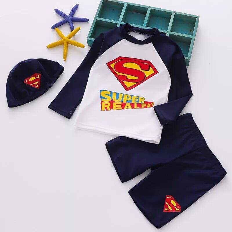 SET ĐỒ BƠI CHO BÉ TRAI SUPER MAN ( KHÔNG NÓN )