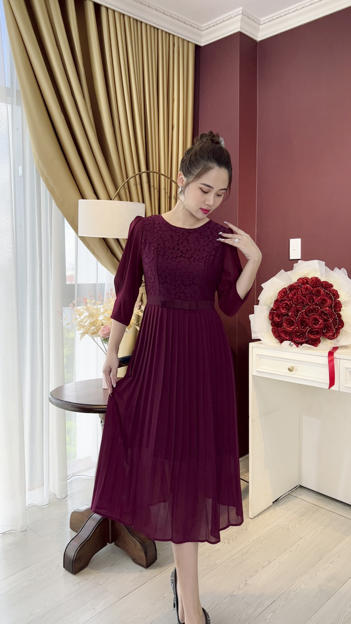 Đầm Trung Niên [ Linh Trà ] (TM 678) Trẻ Trung Thiết Kế Trang Nhã Thanh Lịch Đi Làm Đi Tiệc Cho Bà Cho Mẹ U40 U50