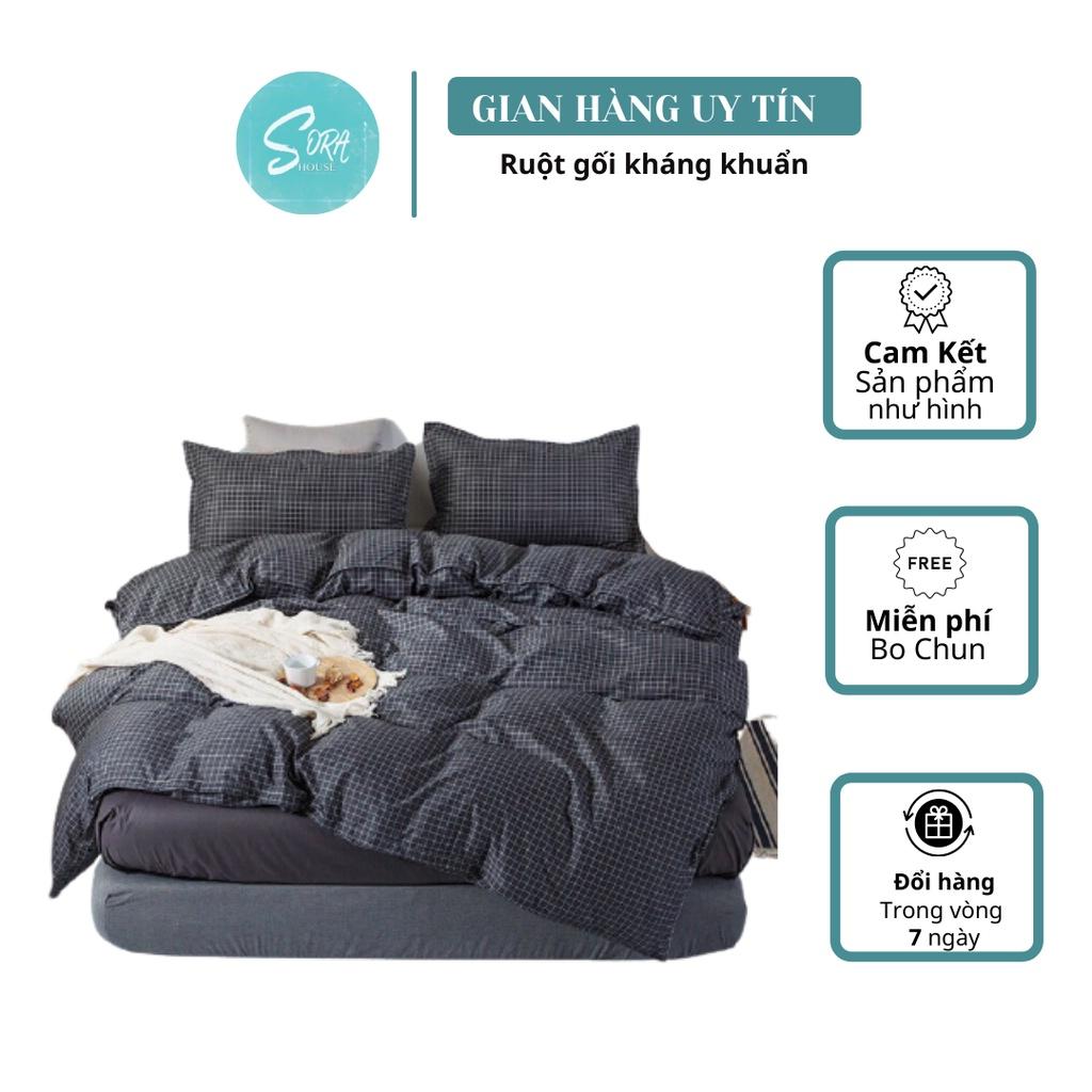Bộ Chăn Ga Gối Cotton Poly Caro Đủ 4 Màu