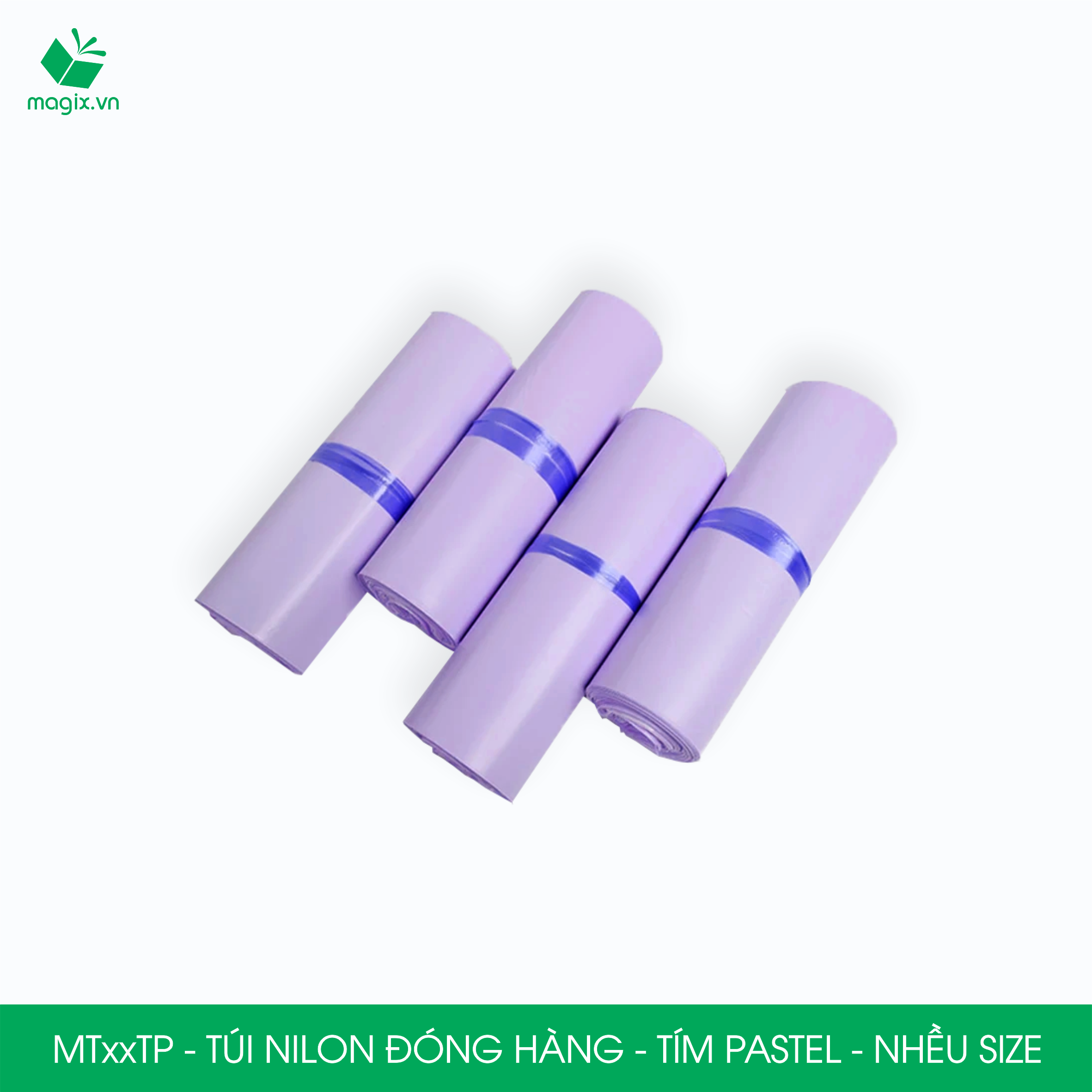 Combo 100 túi nilon gói hàng - túi niêm phong đóng hàng màu tím pastel - NHIỀU KÍCH THƯỚC