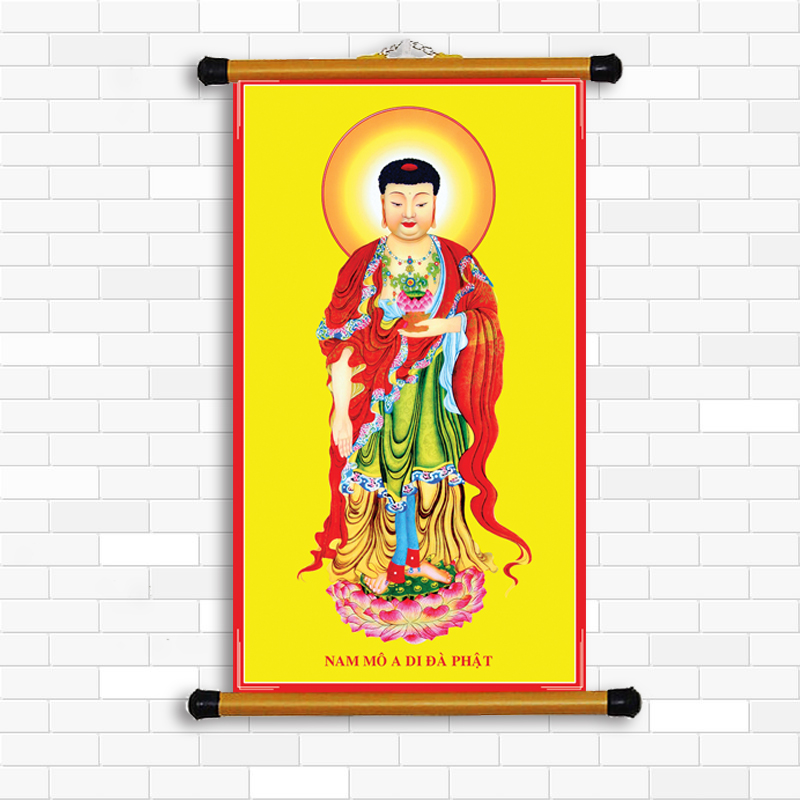 Tranh Canvas Nẹp sáo nhựa , Phật A Di Đà KT 25 cm x 45 cm