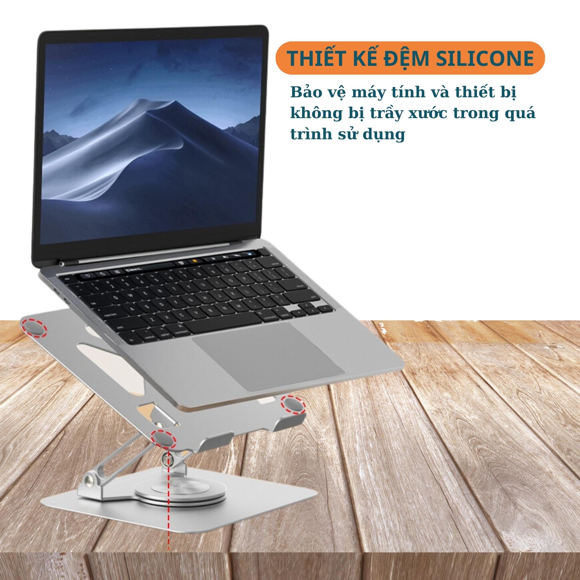 Giá đỡ Laptop Xoay 360 độ - Tuỳ chỉnh độ cao – Dành cho Laptop – Macbook Ipad Hợp kim nhôm cao cấp_ Hàng chính hãng