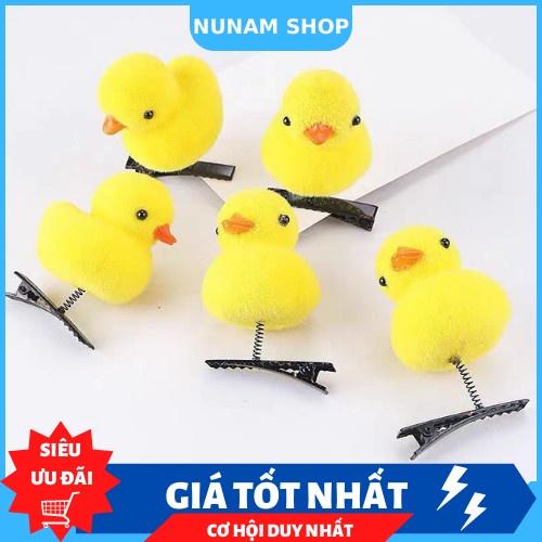 Kẹp tóc lò xo vịt vàng hoặc trái tim đáng yêu xinh xắn Nunam Shop