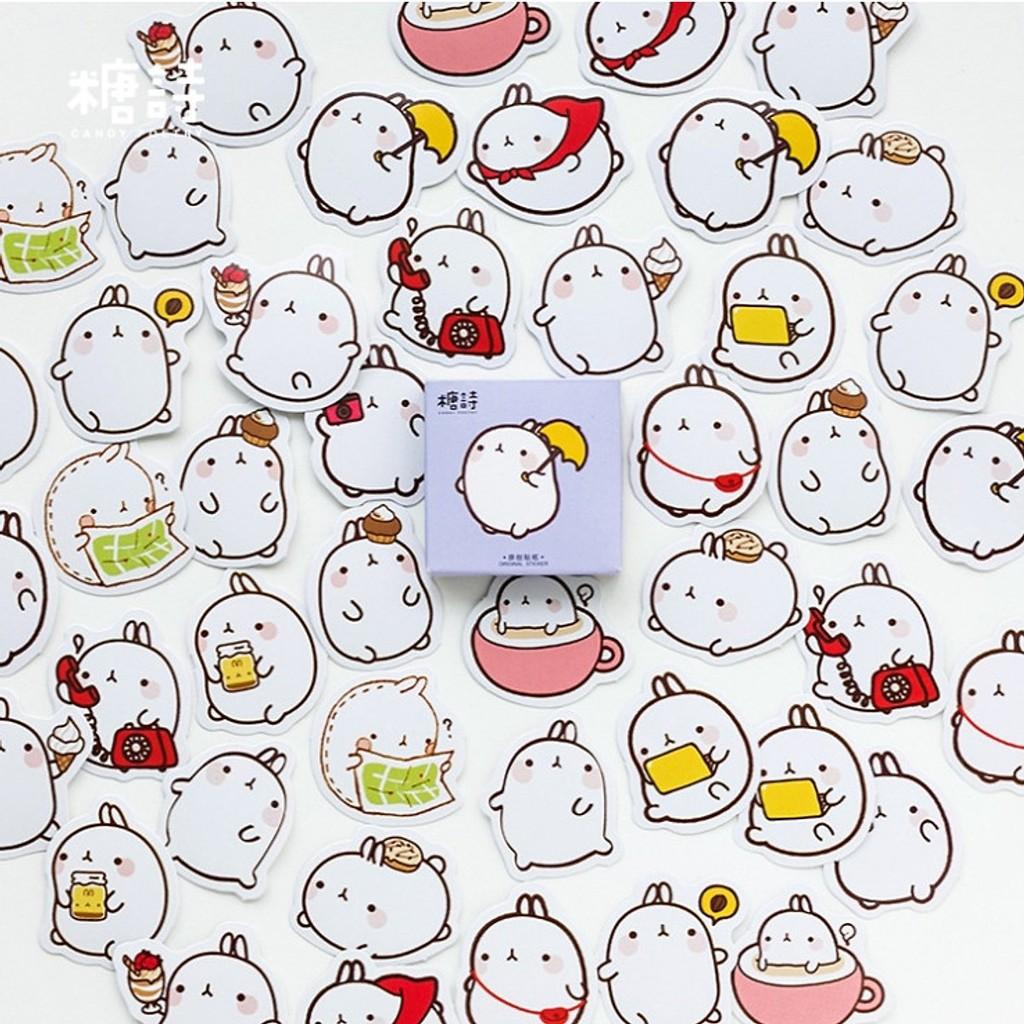 Hộp 45 Miếng Nhãn Dán Sticker Trang Trí Molang