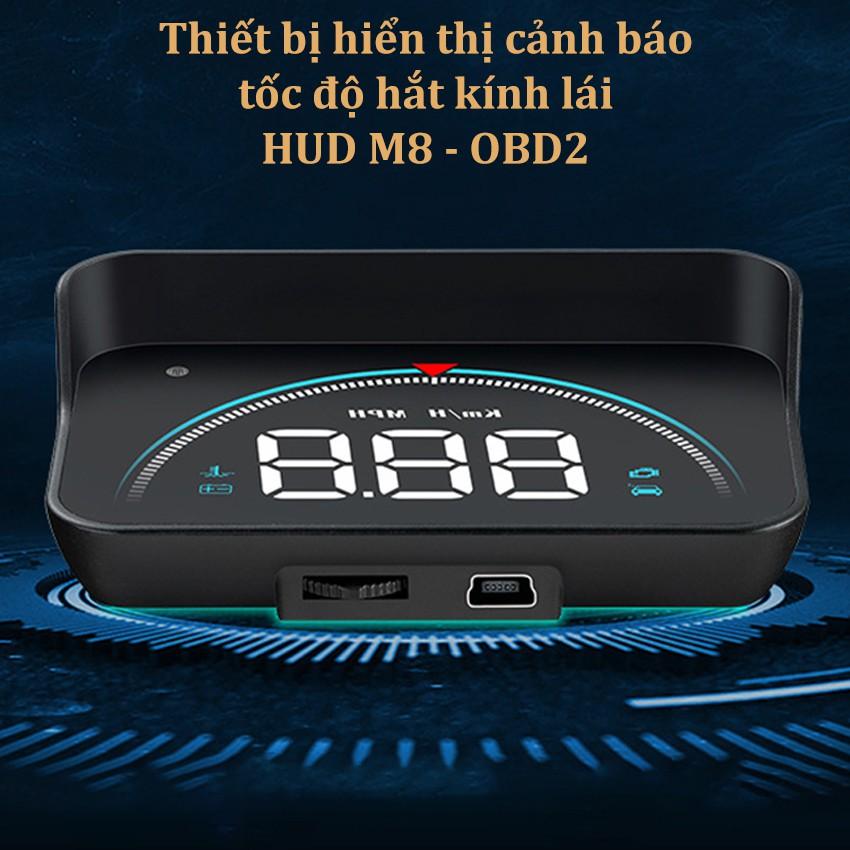 Thiết bị hiển thị và cảnh báo tốc độ hắt kính lái xe ô tô Hud M8 - OBD 2, dùng được cho đa phần các loại xe (BH 6 tháng)