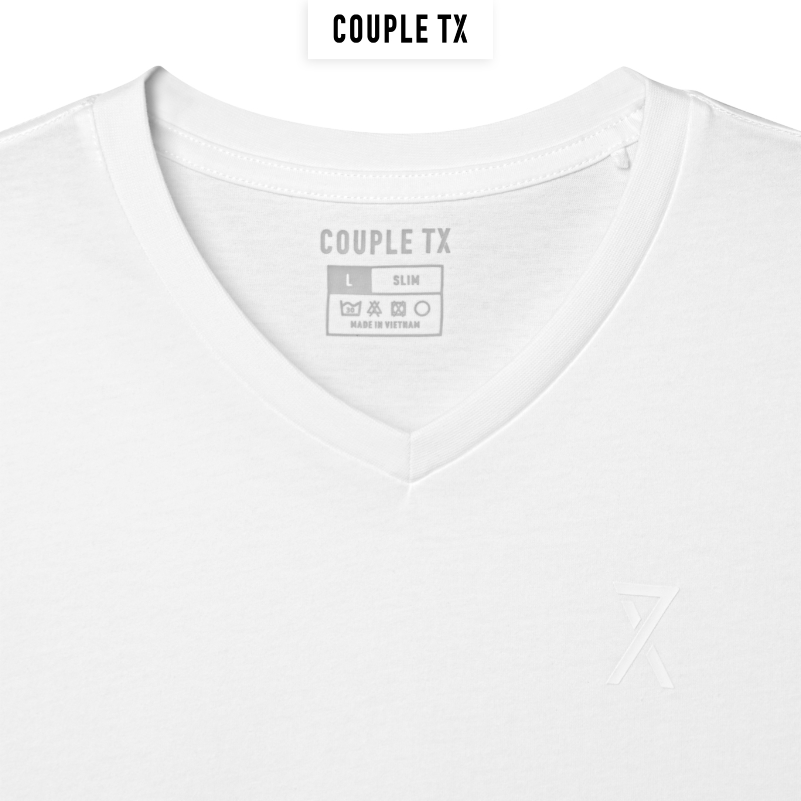 Áo Thun Nam Cổ Tim Couple TX Basic Vải Đốm In Logo X