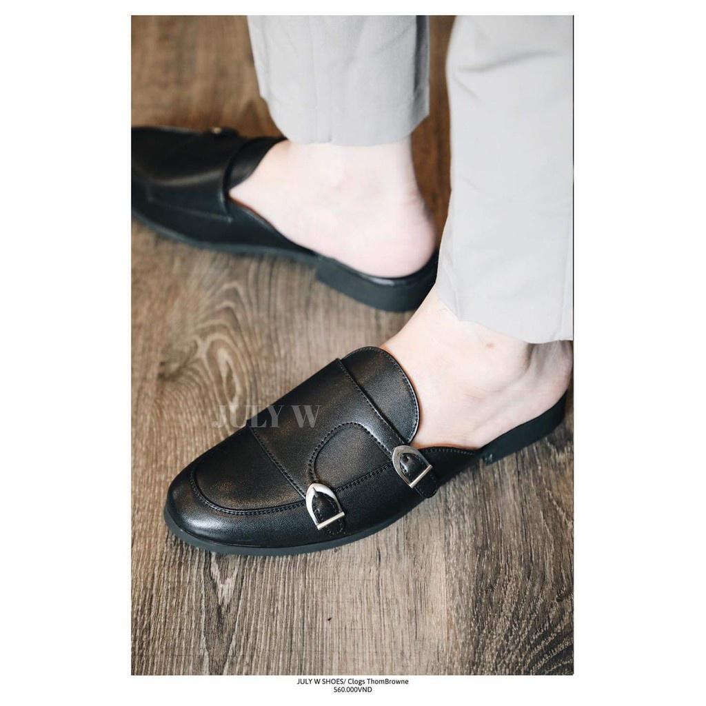 Giày sục nam da Pu. Double Monk Strap Slipper