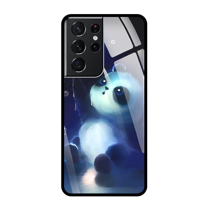 Ốp Lưng Kính Cường Lực Cho Điện Thoại SAMSUNG GALAXY S21 ULTRA – 0294 PANDA – Hàng Chính Hãng