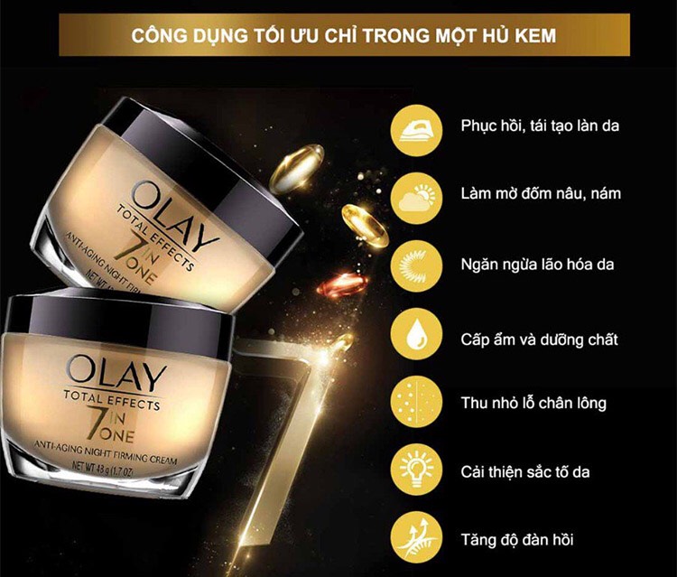 Kem dưỡng Olay chống lão hóa Olay Total Effects Anti-Aging Night Firming Cream 48g